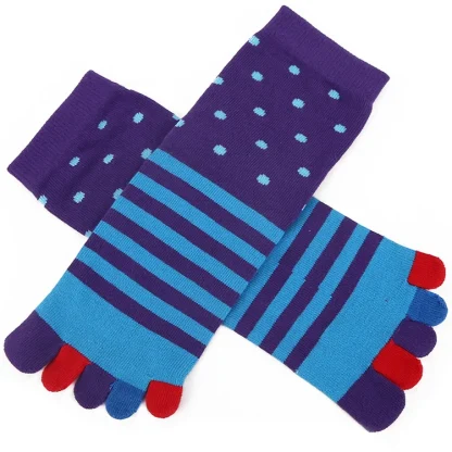 Striped Contrast Five Toe Socks - Image 4