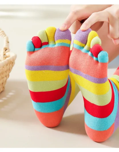 Rainbow Striped Socks with Toes - Image 4
