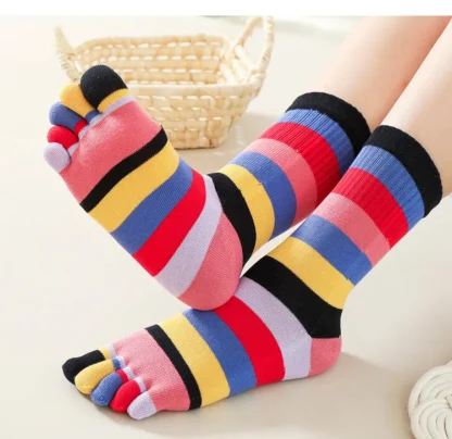 Rainbow Striped Socks with Toes - Image 5