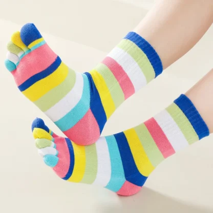 Rainbow Striped Socks with Toes
