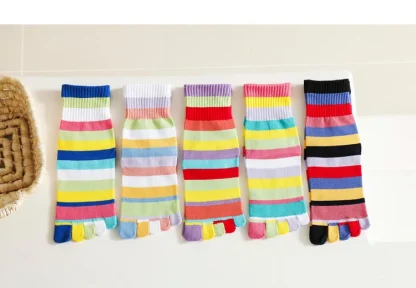 Rainbow Striped Socks with Toes - Image 6
